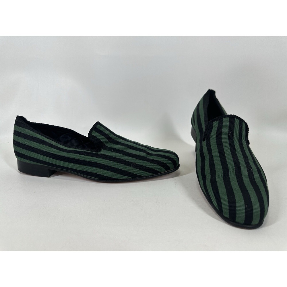 Shipton Smoking Loafers Men's Green Striped Slip On Shoes UK 8 US 9